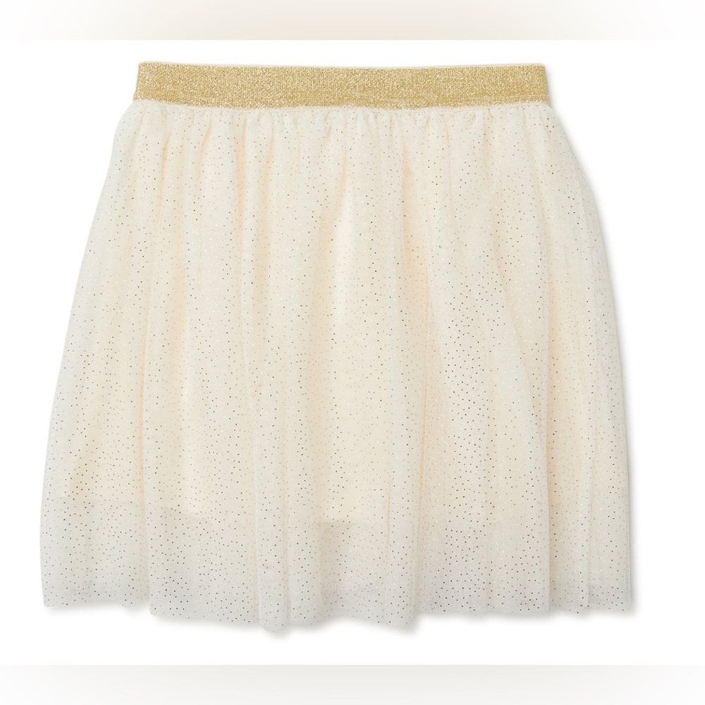 NEW Girls XL Mesh Tutu Skirt Cream & Gold NWT Holiday Time